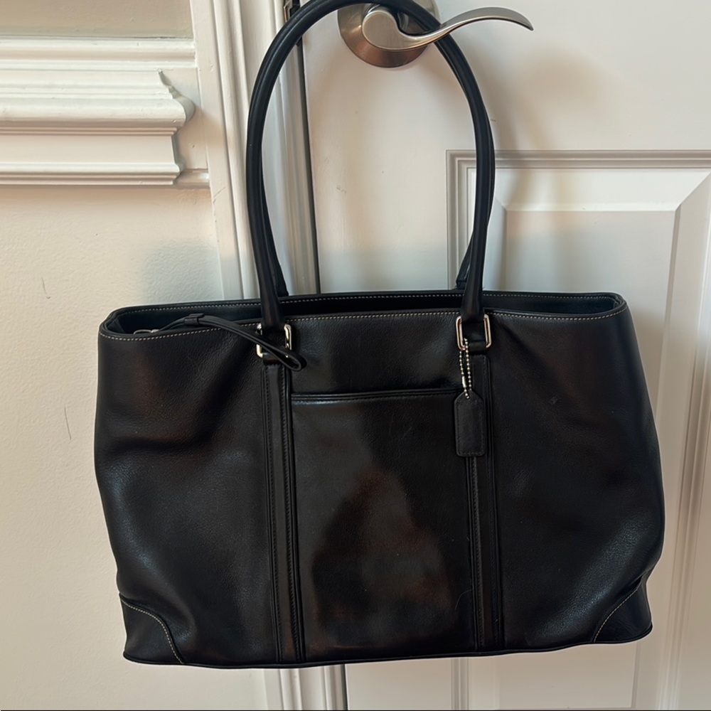 Coach Black Leather Tote Bag
